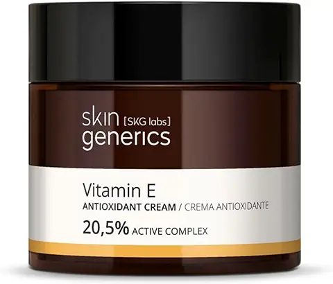 Skin Generics | Crema Facial Antioxidante 50 ml | 20,5% | con Vitamina E | Elimina Radicales Libres | Crema Facial Mujer que Fomenta la Elasticidad y la Síntesis de Colágeno | 100% Vegano  