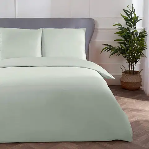 Sleepdown Block - Juego de Ropa de Cama de Microfibra con Funda de Edredón y Funda de Almohada, Fácil Cuidado, Suave, Cálido y Acogedor, 135 x 200 cm + 180 x 80 cm, Color Huevo de Pato  