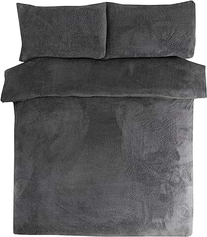 Sleepdown Juego de Funda de Edredón de Forro Polar con Funda de Almohada Térmica, Cálida, Súper Suave, Individual, Color Carbón, Suelto  