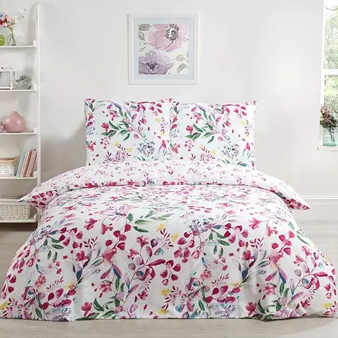 Sleepdown Juego de Funda de Edredón Reversible con Estampado de Acuarela, Multicolor, Ultrasuave, Fácil Cuidado, Hipoalergénico, 200 cm x 200 cm + 2 Fundas de Almohada de 80 cm x 80 cm  