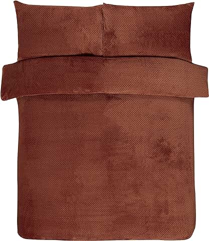 Sleepdown - Juego de Ropa de Cama con Funda Nórdica Reversible y Funda de Almohada de Forro Polar, Cálido y Suave, Efecto de Gofre, Color Naranja Oscuro/óxido, Tamaño Individual (135 x 200 cm)  