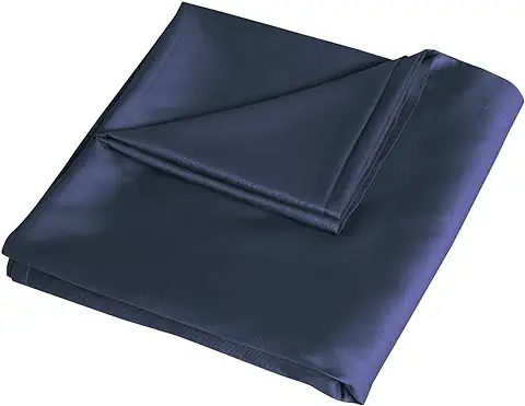 Sleepdown Sábana Encimera 100% Algodón Satén Suave y Acogedor de 300 Hilos, Ropa de Cama de Lujo – Azul Marino – Doble (230 x 254 cm)  