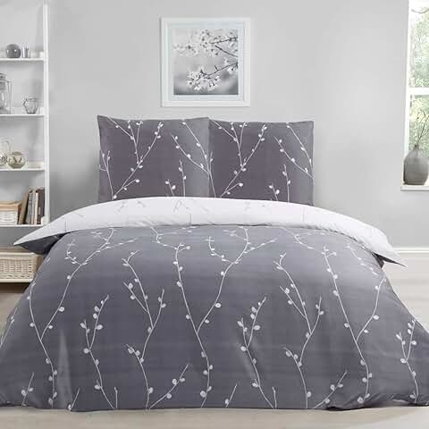 Sleepdown Willow - Juego de Ropa de Cama Reversible de 200 cm x 200 cm + 2 Fundas de Almohada de 80 cm x 80 cm  