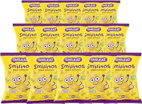 Smileat | Bolsas de Smilitos Ecológicos para Niños | Gusanitos de Sabor Maíz para Niños | Snack Saludable de Maíz | Alternativa a una Merienda Infantil Sana | Pack de 15 Bolsas x 25 g | 375 g  