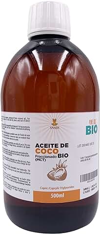 Snadi - Aceite de Coco Fraccionado (MCT) Bio 500 ml | 100% Puro y Natural | Hidratante Profundo para Piel y Cabello | Ideal para Cosmética y Aromaterapia  