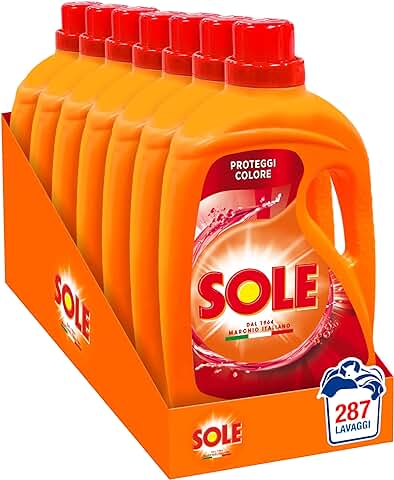Sole Detergente Lavadora Proteger Color 287 Lavados, (7x41), Fórmula Desinfectante, Detergente Lavadora Líquido Protege el Color, Elimina las Manchas a Bajas Temperaturas  