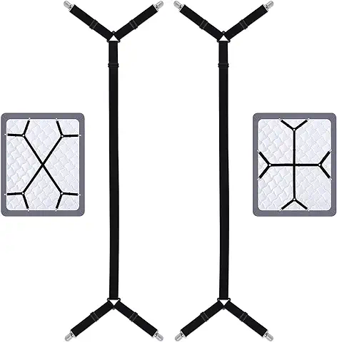 Sopito Cama Sujetadores de sábanas, 2 Piezas Ajustable Largo Correas del Soporte de la sábana Tarea Pesada Cama Sábana Pinzas, Negro