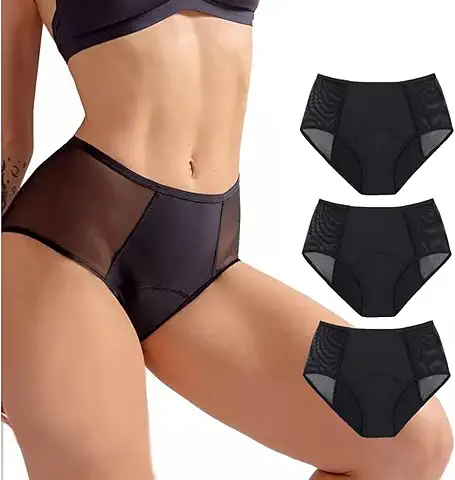 So'Cosy Lote 3 Bragas Menstruales Adria | Protección Absorbente de Algodón Bio | Flujo Trés Abundante | Ropa Interior Lavable | Talla Alta | Pack Cómodo y Ecológico  