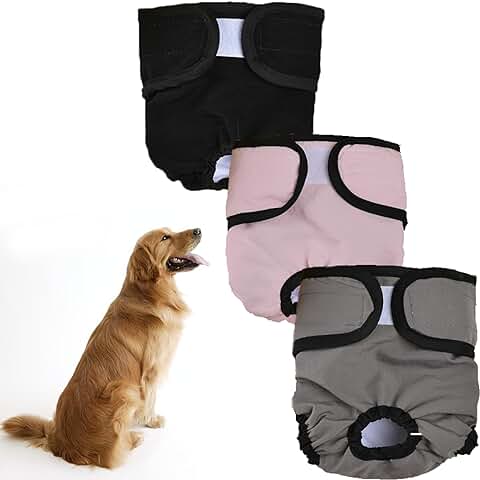SQAQS Pañales Reutilizables para Perros [Paquete de 3] Pañales Sanitarios para Mascotas, Lavables a Máquina y Ecológicos,Pañales para Perros Hembra,Pañales para Perros(L)  
