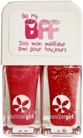Suncoat Girl Duo Best Friend Forever - Esmalte al agua para Niños (12 Unidades), Color rosa y rojo con Purpurina Dorada  