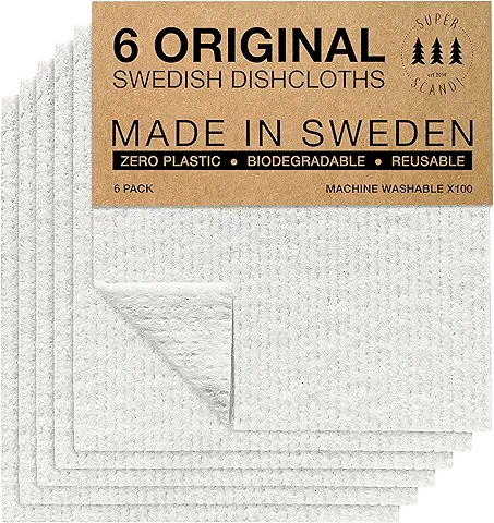 SUPERSCANDI - Paños de Limpieza Suecos Ecológicos, Reutilizables, Sostenibles, Biodegradables, Esponjas de Celulosa  