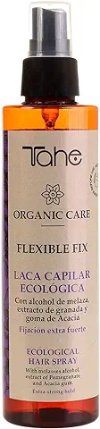 Tahe Organic Care Laca Capilar Ecológica Flexible Fix Anti-humedad y sin Dejar Residuos, 200 ml (Fuerte)  