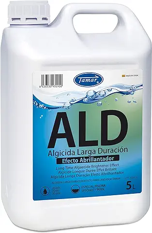 Tamar Algicida Larga Duración con Efecto Abrillantador, Biocida Especial Piscinas, Alguicida no Espumante, Antialgas Preventivo, Acción Rápida, sin Cobre 5 Litros  