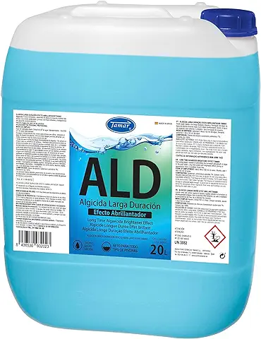 Tamar Algicida Larga Duración con Efecto Abrillantador, Biocida Especial Piscinas, Alguicida no Espumante, Antialgas Preventivo, Acción Rápida, sin Cobre 20 Litros  