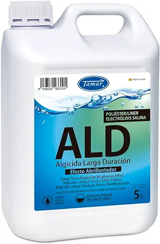 Tamar Algicida Larga Duración Efecto Abrillantador,Piscinas Poliester/Liner y Electrólisis Salina,biocida especial piscinas,alguicida no espumante,antialgas preventivo,acción rápida,sin cobre 5 litros