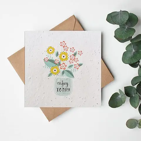 Tarjeta de Felicitación Plantable de Papel de Semillas, Ecológica, Biodegradable, Sostenible, Hecha de Algodón Reciclado, Productos Textiles para Disfrutar de hoy  