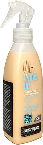Tecnoxx – Vynils Up Limpiador Hidratador y Abrillantador de Salpicaderos y Plásticos no Lisos Perfumado para Interior de Vehículo 250 mL con Pulverizador  