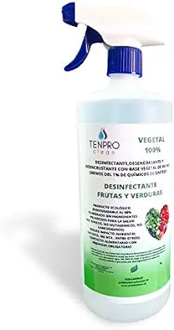 TENPRO CLEAN 1litroDesinfectante para Frutas y Verduras. Producto 100% Vegetal a Base de Bioetanol y Ricino. SIN LEJIA, NO TOXICO  