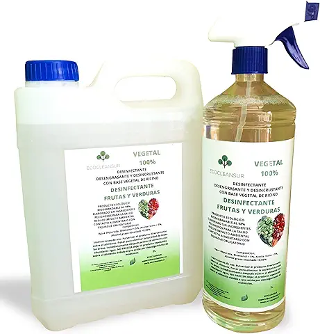 TENPRO CLEAN 3 Litros Desinfectante para Frutas y Verduras Producto 100% Vegetal a Base de Bioetanol y Ricino. Sin Lejía, no Toxico. 2+1L ATOMIZADOR  