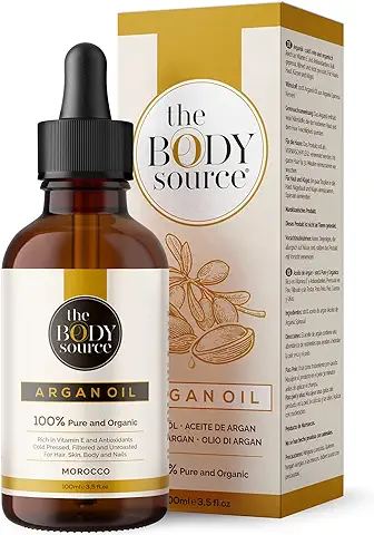 The Body Source Aceite de Argan de Marruecos 100% Orgánico, Rico en Vitamina E y Antioxidantes, Puro Aceite Hidratante para el Cabello, Cuerpo, Cara y Uñas (100ml)  