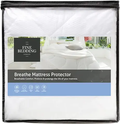 The Fine Bedding Company Protector de Colchón para Respirar, Refrescante y Absorbe la Humedad, Ideal para Colchón, Lavable a Máquina, Tamaño king  