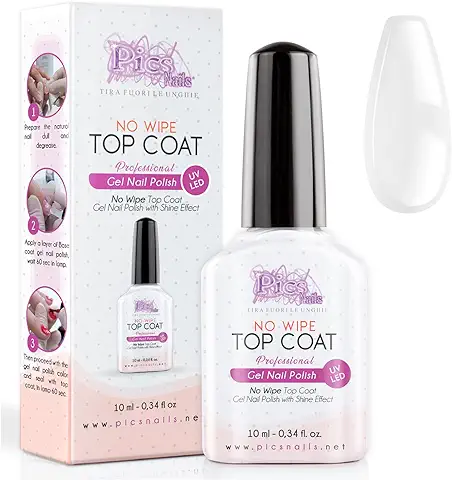 Top Coat Semipermanente y Gel No Wipe 10 ml Uv/Led - Esmalte de Gel Transparente Sellador. Brillo Final para Todos los Métodos. ¡Obtén un Brillo y Duración Profesionales!  