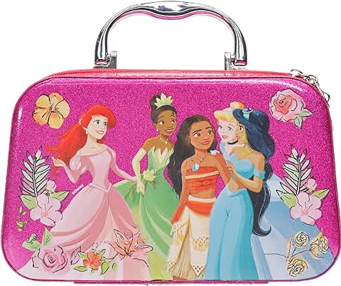 Townley Girl Princesa Disney Set Cosmético con Cremallera con Esmalte, Lima, Brillo de Labios, Labiales, Bálsamo, Corona, Sombra de Ojos, Pinceles y Más, Apto 3+, para Fiestas, Pijamadas y Maquillajes  