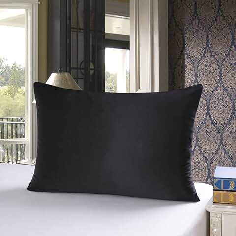 Townssilk Funda de Almohada Reversible de 100 % seda de Morera pura de 19 Mommes, para la Salud del Cabello y la Piel, 40 x 70 cm, con Cremallera Oculta, 600 Hilos, Negro  