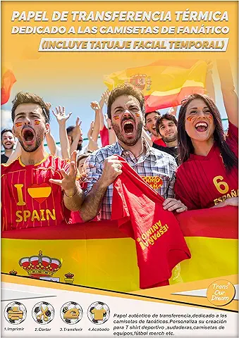 TransOurDream-Papel de Transferencia Para Camiseta Oscuro,Producto Adecuado para Todos Tejidos de Sudaderas,Papel Transfer Textil,Fácil de Usar, Perfecto para Partido. (ES-L-FANS)  