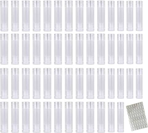 Tubo Bálsamo Labio 54PCS con Fondo de Torsión y Tapa Transparente Contenedor para DIY Lipstick Bálsamo Labial Casero  
