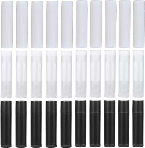 Tubos para Envasar Bálsamo Labial,Recipiente para Bálsamo Labial,Tubo de Labial Vacio,Contenedor de Bálsamo Labial,Tubo de Lápiz Labial,Envases de Labio de Plástico para DIY Bálsamo Labial,30 Unidades  