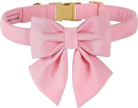 Unique Style paws Collar de Algodón para Perro con Corbatín, Duradero y Cómodo Collar en 12 Colores Sólidos, Collar Ajustable con Pajarita para Perros Pequeños, Cachorros y Gatos con Hebilla de Metal  