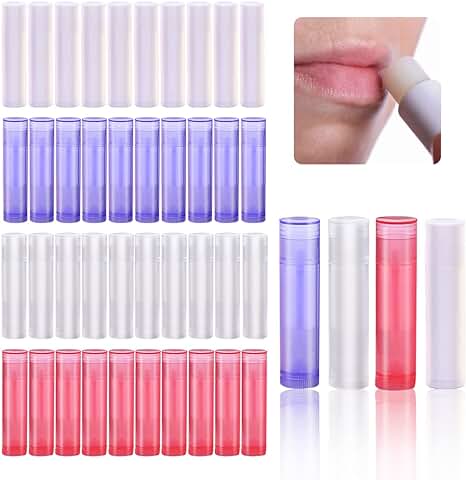 UptVin Tubo de Bálsamo de Labios, Reutilizable, tubo de Lápiz Labial, Vacío, Bálsamo para Labios, Tubos de Plástico, para Bricolaje (4 Colores, 5 ml)  