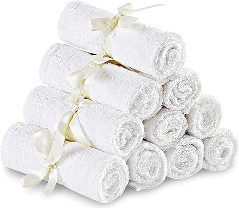 Utopia Towels - Juego de 10 Toallas Blancas de Orgánico - Toallas Ultra Suaves (25 x 25 cm Reutilizables)  