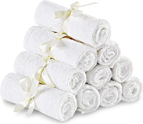 Utopia Towels - Juego de 10 Toallas Blancas de Orgánico - Toallas Ultra Suaves (25 x 25 cm Reutilizables)  