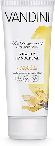 VANDINI Vitality Crema de Manos para Mujeres con flor de Vainilla y Aceite de Macadamia - Cremas Intensiva para Pieles Secas - Libre de Siliconas y Parabenos - 1x 75 ml  
