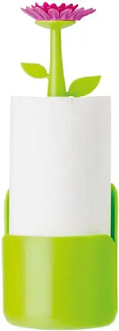 VIGAR Flower Power Portarollos de Cocina, Verde/Magenta, 15 X 15 X 40 cm  
