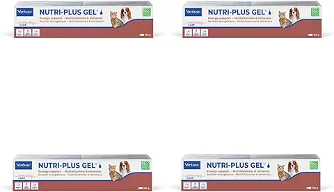 Virbac Nutri-Plus Gel | Paquete de 4 | 4 x 120 g | Alimento Complementario para Perros y Gatos para Convalecencia | Estimulante del Apetito, Portador de Energía Altamente Concentrado  