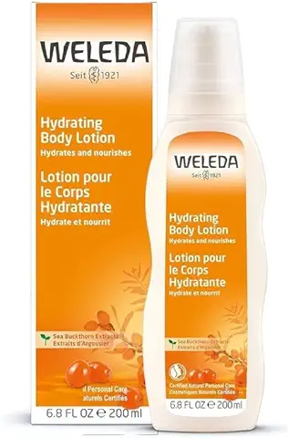 WELEDA Loción Corporal Orgánica rica en Espino Amarillo, Revitalizante, Proporciona una Hidratación Intensa Durante Hasta 48 Horas para un Cuidado Rápido de la piel seca (1 x 200 ml)  