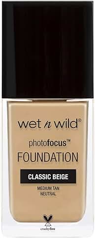 Wet n Wild - Photo Focus Foundation MATTE - Base con Fórmula Avanzada - Piel y Maquillaje Impecables para la Cámara y Sin Brillos Blancos, Fórmula Matificante - Vegano - Classic Beige - 1 Unidad  