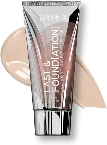 WUNDER2 Last Foundation Base de Maquillaje Liquida de +24 Horas de Cobertura Impecable Waterproof, Color Porcelain (Lf_Por), 30 Mililitros  