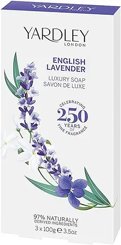 Yardley Londres Inglés Lavanda Jabón de lujo de 3 x 100 g, Paquete de 3  