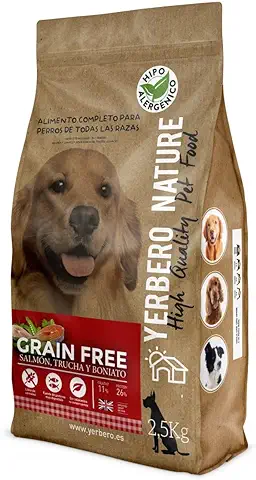 Yerbero Nature Grain Free Comida SIN Cereales Salmón/Trucha para Perros 2,5kg  