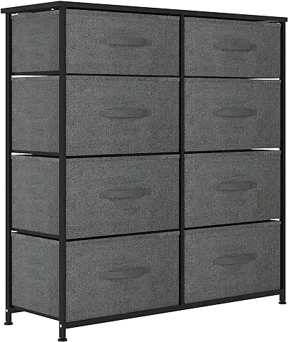 YITAHOME Cajonera de Tela, Cómoda de Tela, Unidad de Almacenamiento de Tela, con 8 Cajones Extraíbles, Cómoda de para Sala de Estar, Dormitorio, Habitación Infantil, Gris Oscuro  