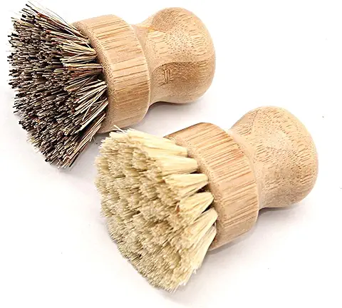 Yngffb Cepillo Fregar Platos, 2 Piezas Cepillo de Verduras, Cepillo de Palma, Cepillo para Platos, Hecho de Madera, Seguro, Ecológico, Duradero, no Fácil de Deformar, para Cocina, Baño  