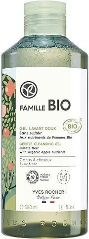 Yves Rocher - Gel Bio de Ducha & Champú Suave Sin Sulfatos - Cuerpo & Cabellos - Activo de Manzana Ecológica - 390 ml  
