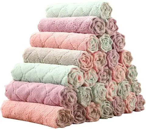 Zcooooool Paños de Cocina Paquete de 15 paños de Limpieza de Microfibra Toallas de Cocina absorbentes Suaves sin Pelusa Paño de Limpieza del hogar Ventanas para el hogar Oficina Tienda