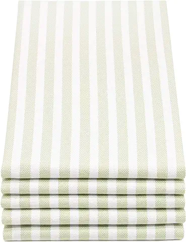 ZOLLNER Set de 5 Paños de Cocina a Rayas Verdes, Algodón 100%, 50x70 cm  