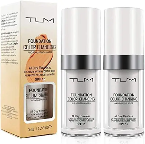 2Pack Base Maquillaje Mágica Base Líquida, Base Tono de Piel Cálida Que Cambia de Color Impecable, Resistente al Agua Mezclas Naturales Base de Maquillaje Facial Makeup Colour Correcting Cream, SPF15  