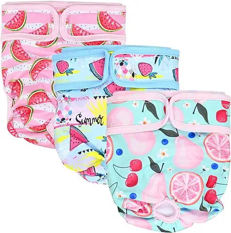 3 Pañales Reutilizables para Perras, Pañales Higiénicos para Perros Altamente Absorbentes, Pañales para Perros, Incontinencia, Compresas Sanitarias Ecológicas para Mascotas Femeninas (M)  